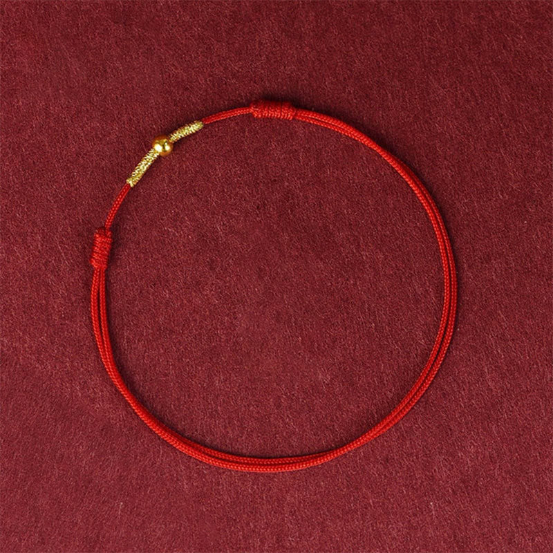 925 Sterling Silver Golden Bead Braided Red String Bracelet & Anklet