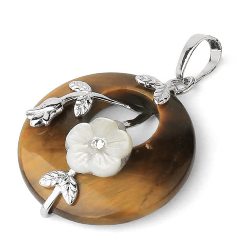 Various Crystal Amethyst Green Aventurine Flower Healing Necklace Pendant