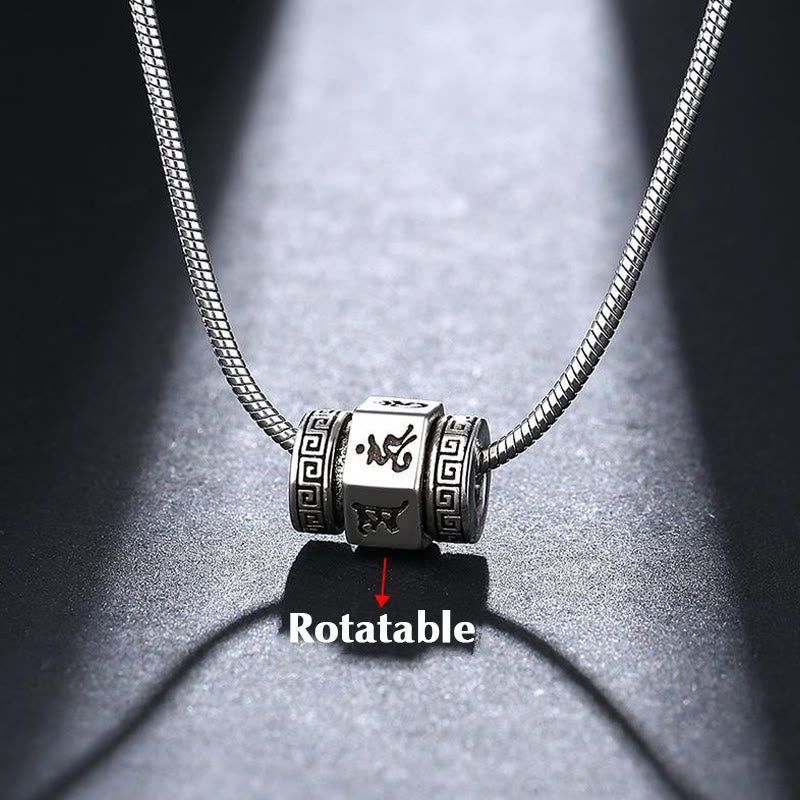 Tibetan Om Mani Padme Hum Peace Necklace Rotatable Pendant