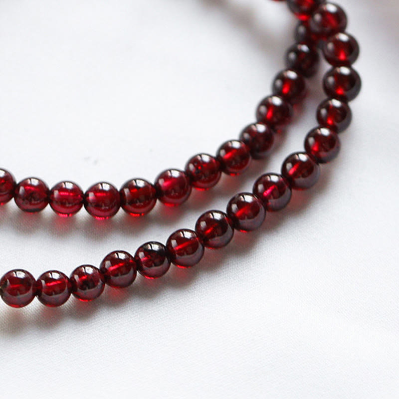 14K Gold Plated Natural Garnet Strawberry Quartz Stability Double Wrap Bracelet