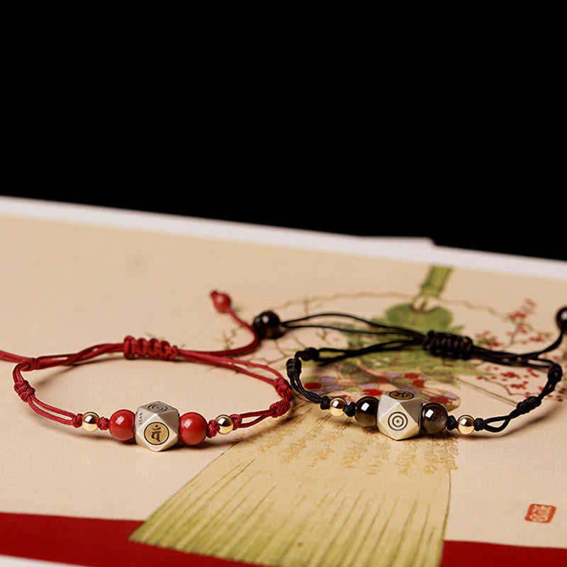 Handmade 925 Sterling Silver Cinnabar Zodiac Guardian Buddha Braided Red String Bracelet