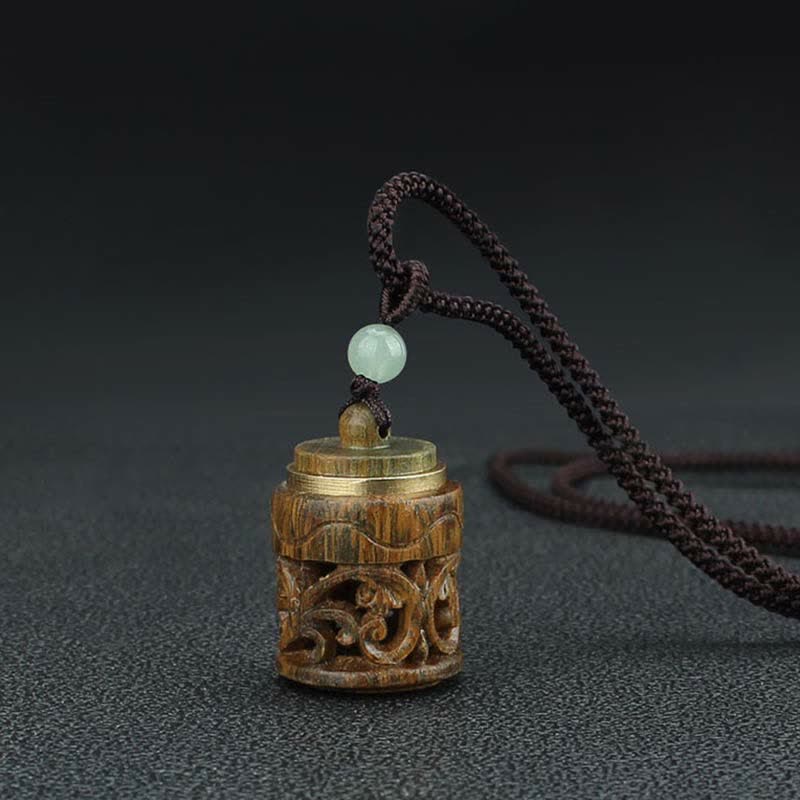 Tibet Green Sandalwood Rosewood Om Mani Padme Hum Lotus Positive Soothing Necklace Pendant