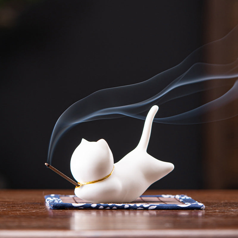 Handcrafted Ceramic Animal Figurine Incense Burner and Desktop Decoration