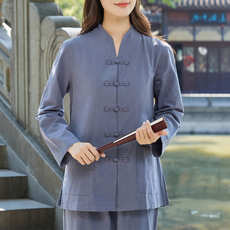 Handcrafted Cotton Linen Stand-Collar Meditation and Ritual Set