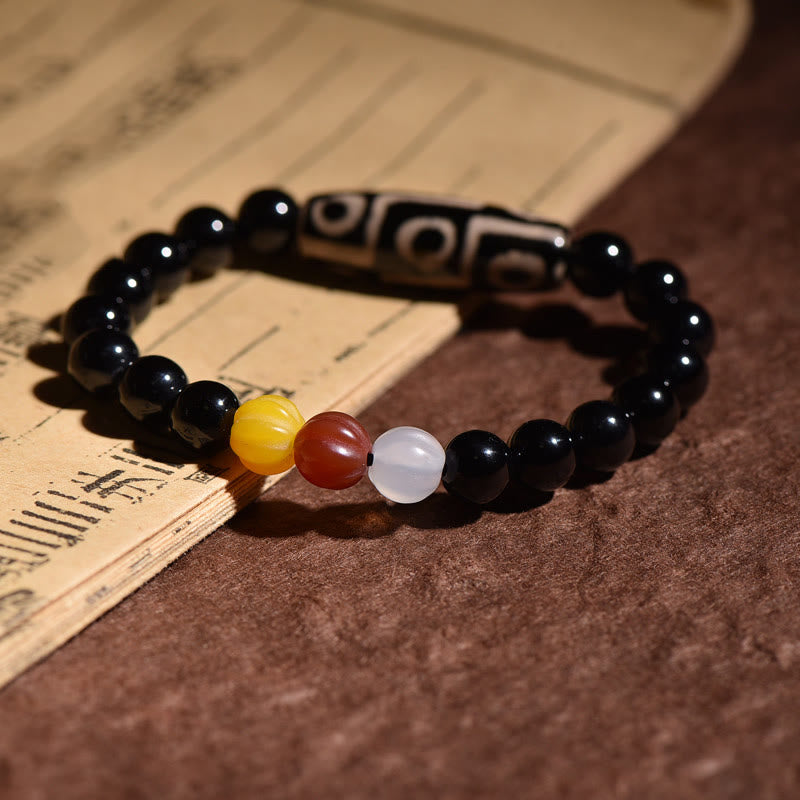 Tibetan Natural Nine-Eye Dzi Bead Wealth Power Bracelet