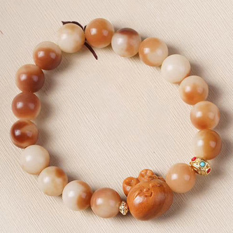 Natural Bodhi Seed Rabbit Charm Serenity Bracelet for Mindful Practice