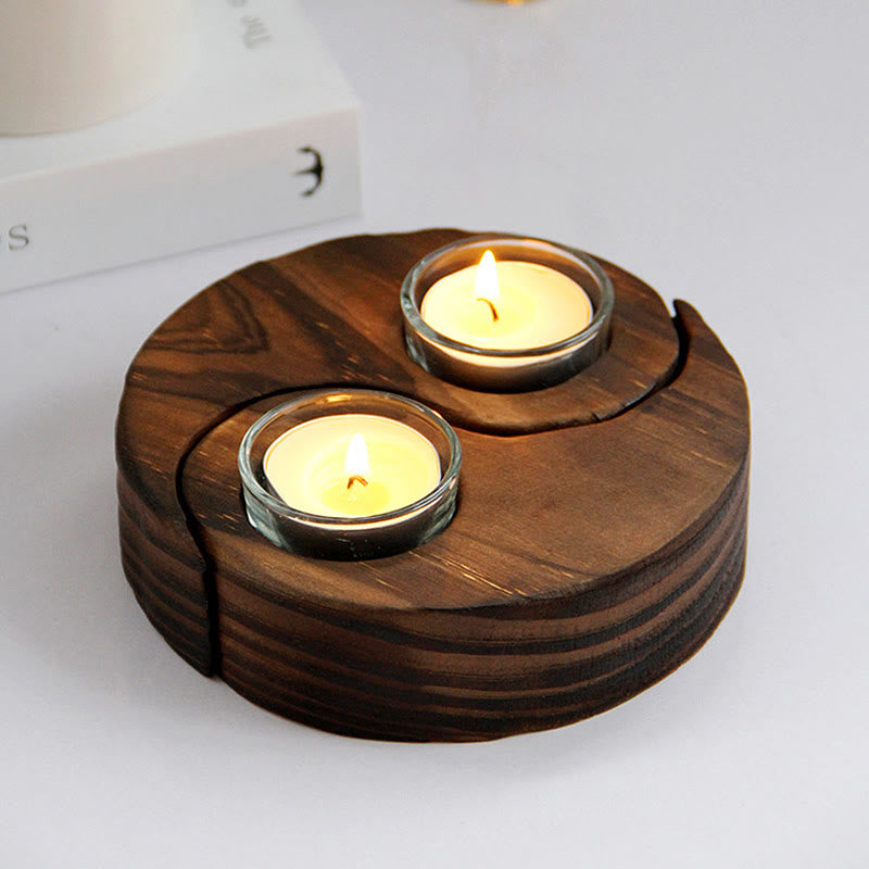 Yin Yang Wood Candle Holder Meditation Rituals Use Items (Extra 35% Off | USE CODE: FS35)