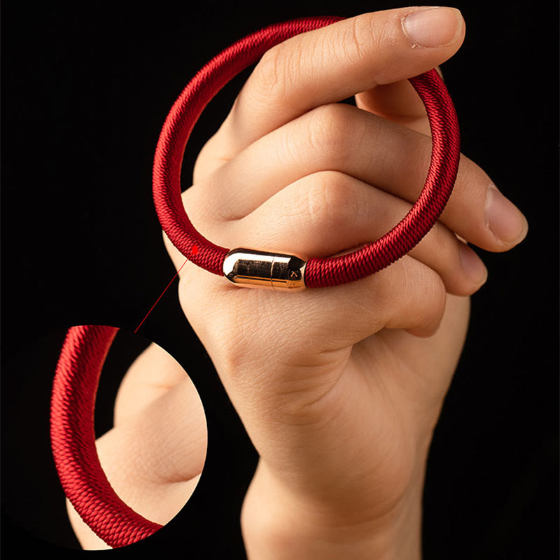 Hand-Braided Tibetan Vajra Knot Red String Bracelet with Magnetic Buckle