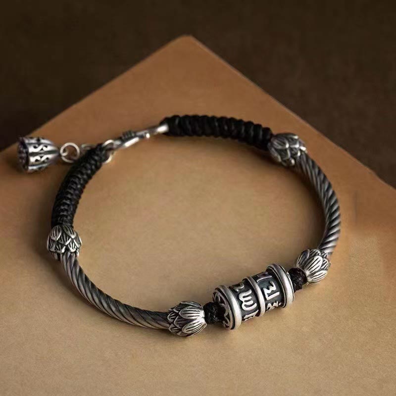 Handmade Braided Copper Om Mani Padme Hum Lotus Symbol Unisex Bracelet