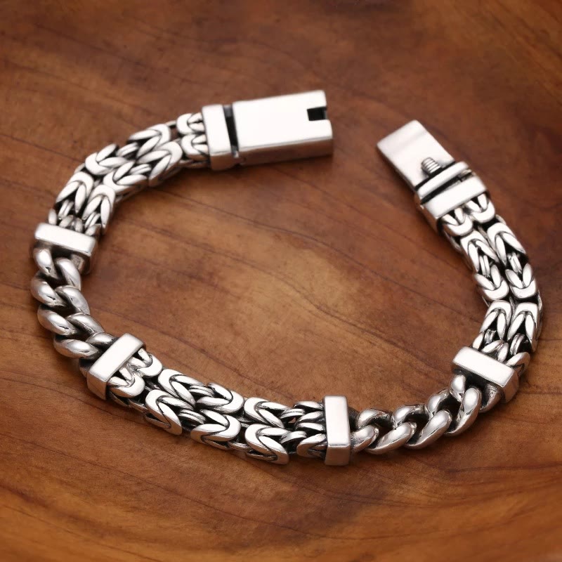 Retro Industrial Chain Pattern Copper Bracelet for Men