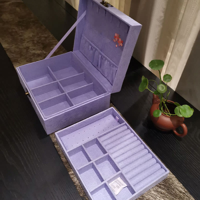 Purple Phoenix Jewelry Box Organizer Two-Layer Jewelry Storage Box Flannel Box