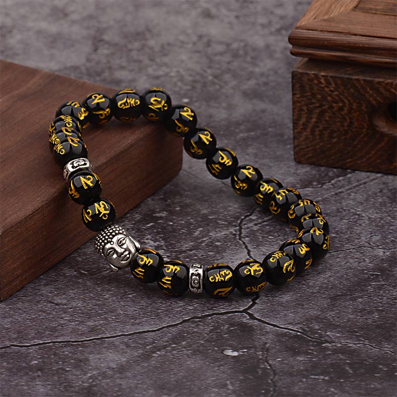 Handmade Tibetan Om Mani Padme Hum Mantra & Buddha Amulet Bracelet