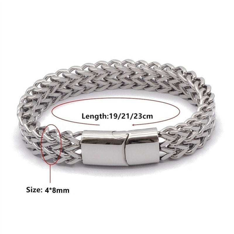 Textured Fish Scale Titanium Steel Magnetic Buckle Balance Chain Bracelet