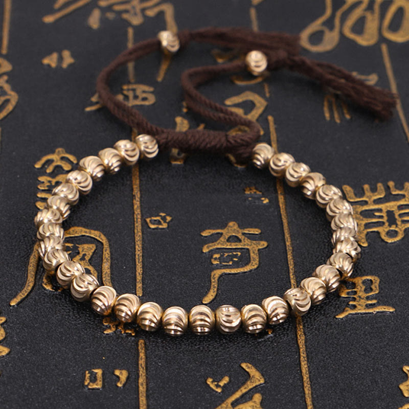 Tibetan Handmade Copper Bead Luck String Bracelet