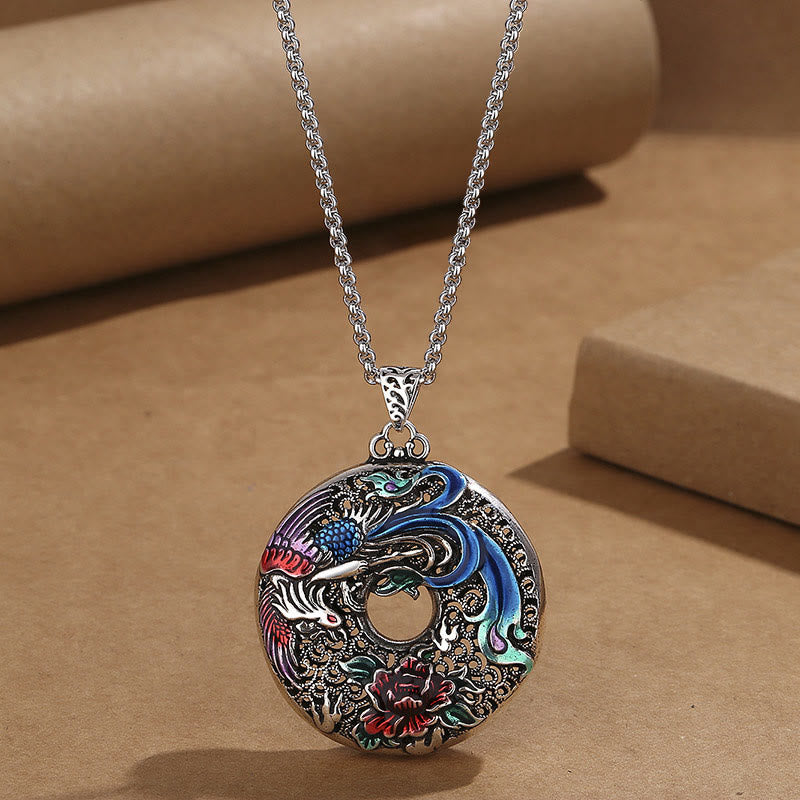 Phoenix Peony Flower Luck Protection Necklace Pendant (Extra 30% Off | USE CODE: FS30)