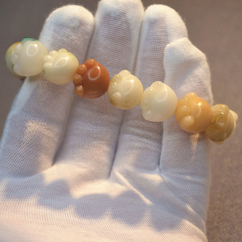 Multilayered Bodhi Seed Bracelet with Cat Paw Charm: Calm & Harmony Anchor