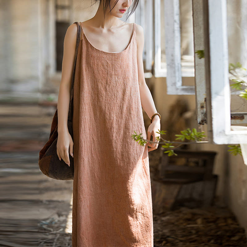 Artisanal Tie-Dye Linen Breezy Meditation Midi Dress