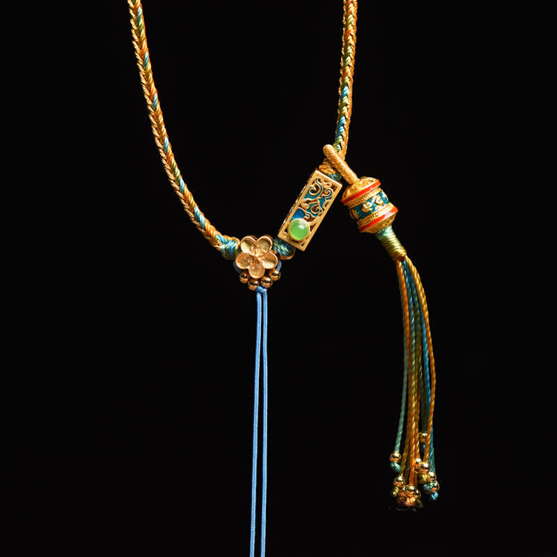 Colorful String Copper Wealth Necklace Pendant