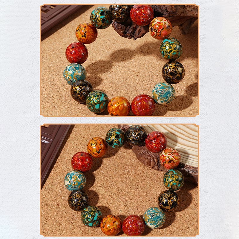 Natural Multicolored Lacquer Beads Calm Bracelet