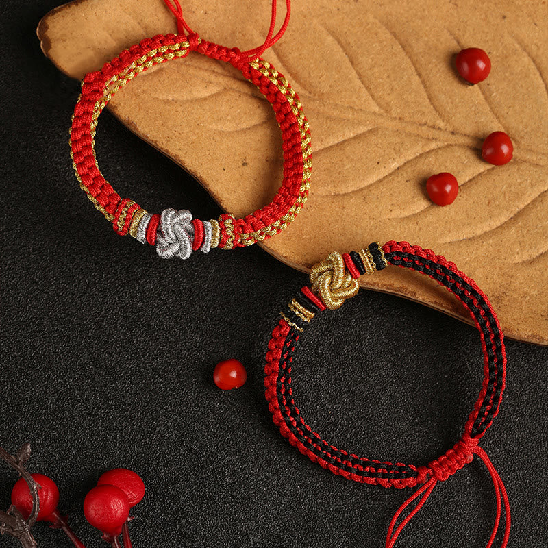 Handmade Colorful Rope Endless Knot Adjustable Couple Bracelet