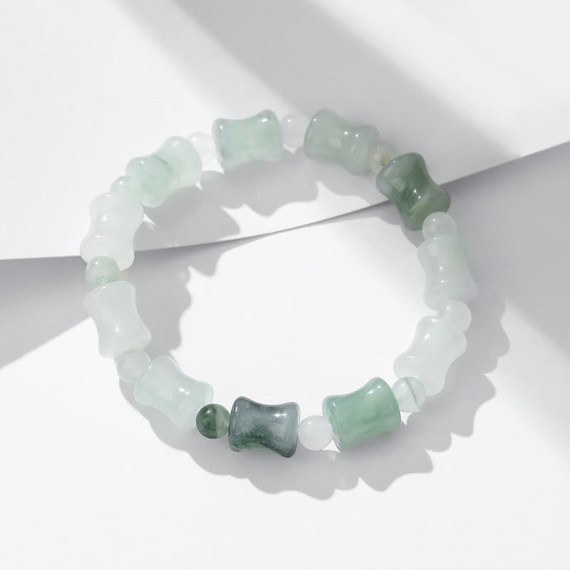 Zeniora Jade & Bamboo Pattern Elastic Bracelet