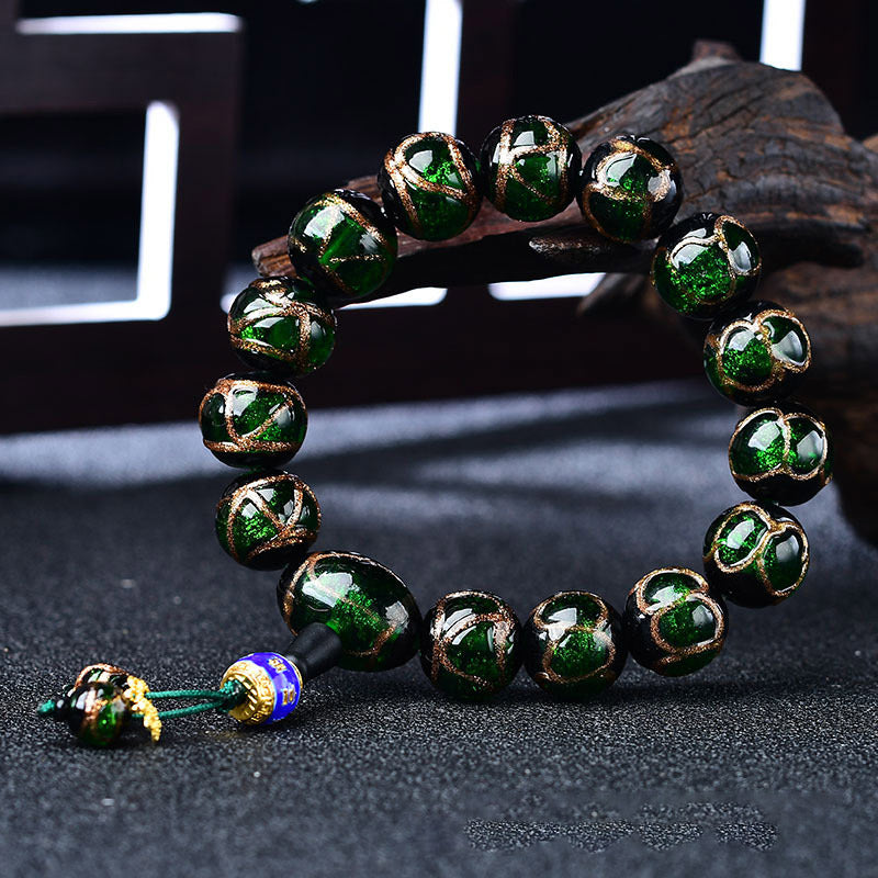 Tibetan Dragon Vein Agate Beaded Bracelet – 12mm & 14mm in Multi-Color Options