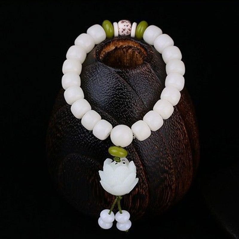 Lotus Natural White Bodhi Seed Luck Bracelet