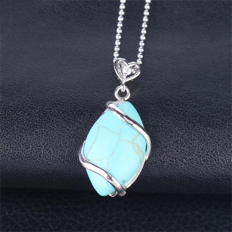Marquise Pattern Natural Crystal Stone Charm Necklace Pendant (Extra 35% Off | USE CODE: FS35)