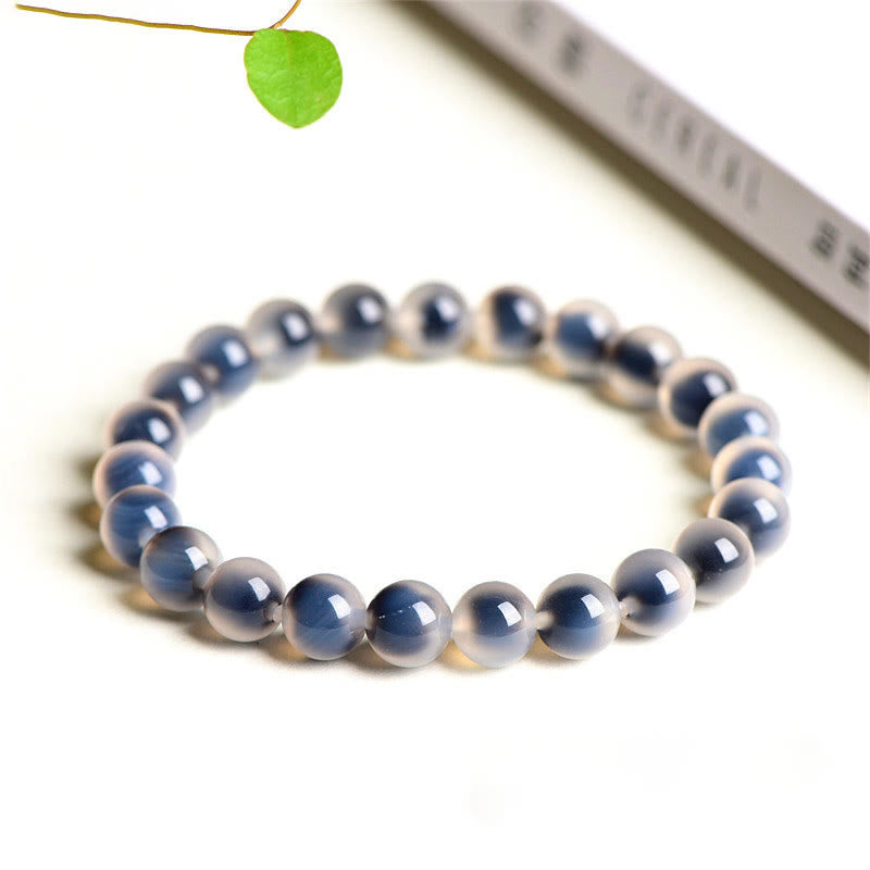 Natural Polished Candy Agate Round Bead Energy Bracelet