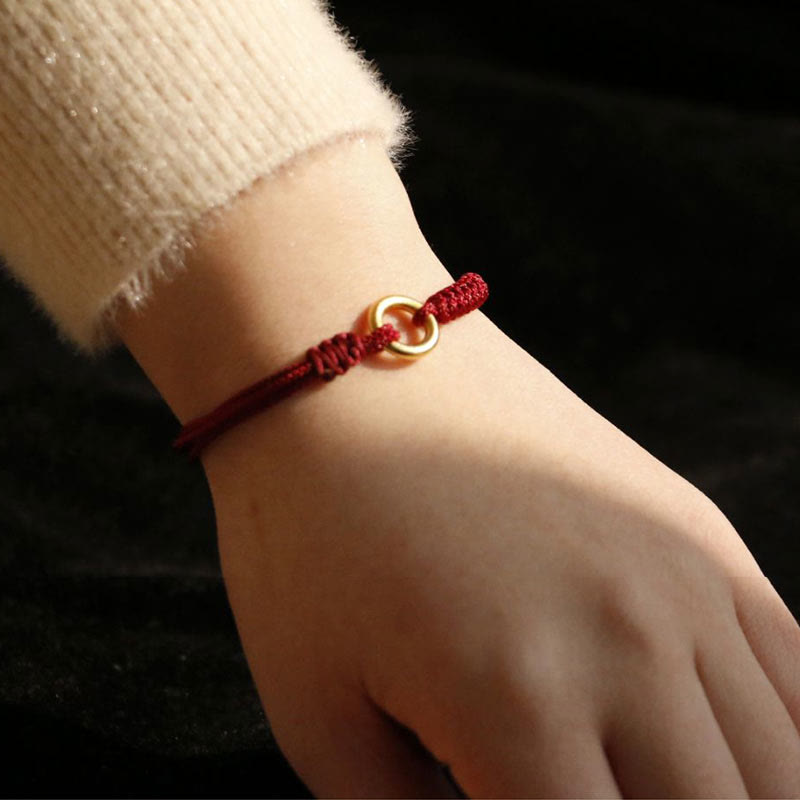 Alloy Peace Buckle Luck Red String Bracelet
