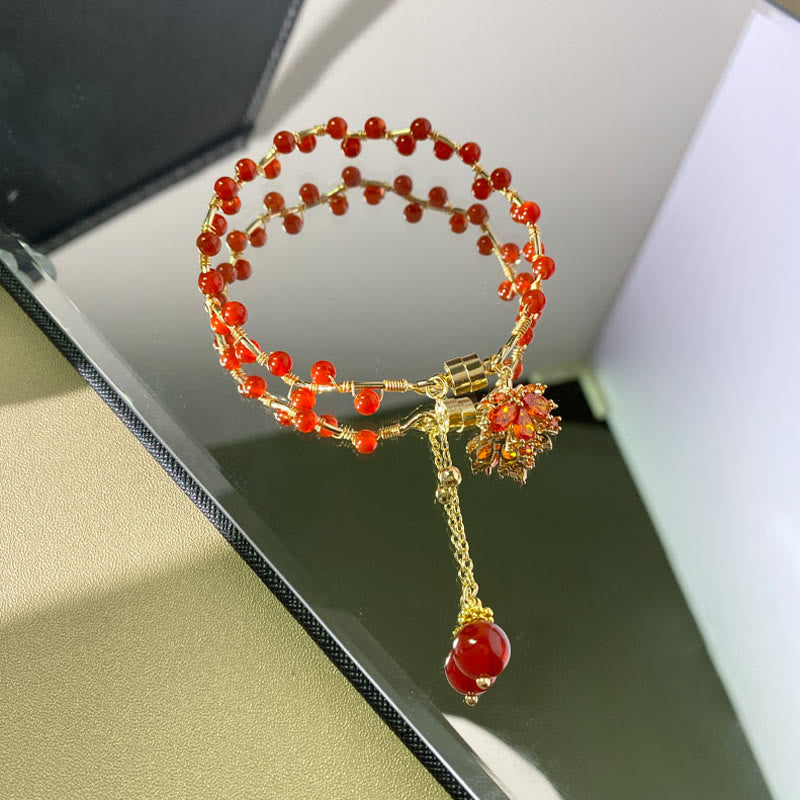 Red Maple Leaf Luck Charm Bracelet