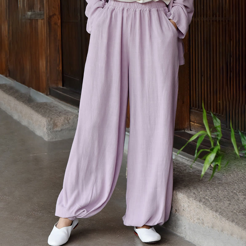 Tactile Breathable Linen Harem Pants for Mindful Meditation and Yoga