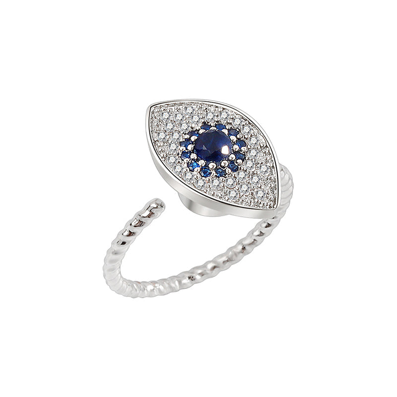 Rotatable 925 Sterling Silver Evil Eye Spinner Ring