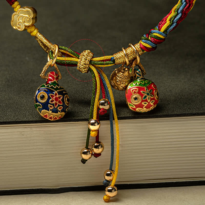 Gold Swallowing Beast Family Luck Reincarnation Knot Colorful String Bracelet